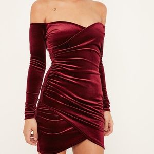 Misguided burgundy velvet  dress
